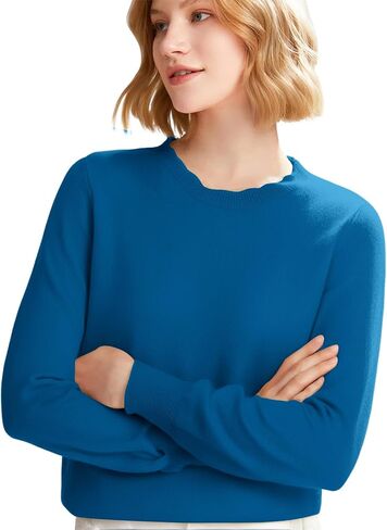 Women Wool Blend Sweater 2025 Fall Long Sleeve Crew Neck Cashmere Sweaters Casual Loose Soft Knit Pullover Tops in Saudi Arabia