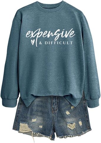 سترة مكلفة وصعبة للنساء أقوال مضحكة الرسم البلوز الفكاهة الساخرة Crewneck كم طويل in Kuwait