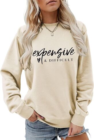 سترة مكلفة وصعبة للنساء أقوال مضحكة الرسم البلوز الفكاهة الساخرة Crewneck كم طويل in Kuwait