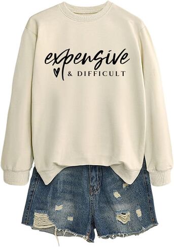 سترة مكلفة وصعبة للنساء أقوال مضحكة الرسم البلوز الفكاهة الساخرة Crewneck كم طويل in Kuwait
