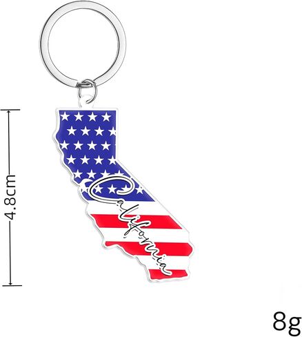 California Souvenirs Keychain With Key Ring - American Flag Keychain, Key Holder For Gifts,Souvenirs From Usa,Spot M in Saudi Arabia
