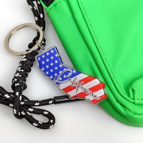 California Souvenirs Keychain With Key Ring - American Flag Keychain, Key Holder For Gifts,Souvenirs From Usa,Spot M in Saudi Arabia