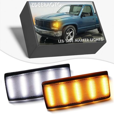 مجموعة مصابيح LED الأمامية الأمامية LED لأضواء الإشارة الجانبية لشاحنة Chevy/GMC C/K10/Suburban/Yukon/Blazer/Tahoe Side Marker Light 1988-2002، علامة ممتص الصدمات الجانبية ذات العدسات المدخنة DRL (مدخن) in Kuwait