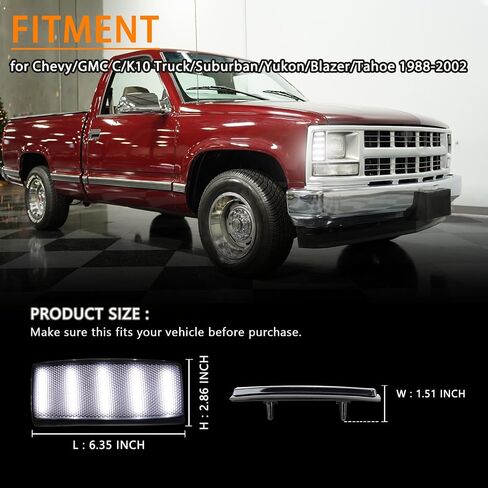 مجموعة مصابيح LED الأمامية الأمامية LED لأضواء الإشارة الجانبية لشاحنة Chevy/GMC C/K10/Suburban/Yukon/Blazer/Tahoe Side Marker Light 1988-2002، علامة ممتص الصدمات الجانبية ذات العدسات المدخنة DRL (مدخن) in Kuwait