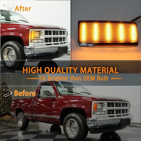 مجموعة مصابيح LED الأمامية الأمامية LED لأضواء الإشارة الجانبية لشاحنة Chevy/GMC C/K10/Suburban/Yukon/Blazer/Tahoe Side Marker Light 1988-2002، علامة ممتص الصدمات الجانبية ذات العدسات المدخنة DRL (مدخن) in Kuwait