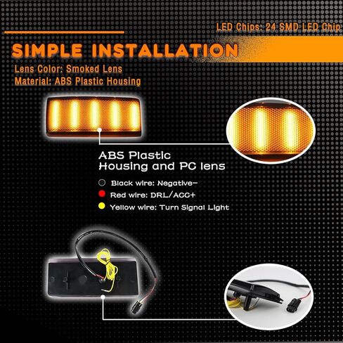 مجموعة مصابيح LED الأمامية الأمامية LED لأضواء الإشارة الجانبية لشاحنة Chevy/GMC C/K10/Suburban/Yukon/Blazer/Tahoe Side Marker Light 1988-2002، علامة ممتص الصدمات الجانبية ذات العدسات المدخنة DRL (مدخن) in Kuwait