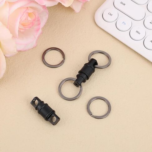 قطعتان من سلاسل المفاتيح سريعة الفك، مشبك سلسلة مفاتيح دوارة شديدة التحمل وقابلة للفصل من سبائك الألومنيوم والفولاذ المقاوم للصدأ وحامل حلقة مفاتيح دوارة للرجال والنساء (أسود) in Kuwait