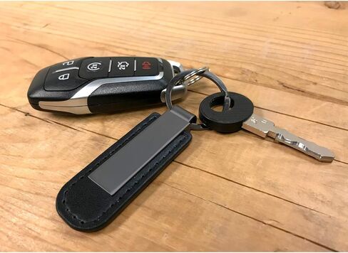 iPick Image لـ Mopar Black PU Leather Strap Black Metal Bar Logo Key Chain in Saudi Arabia
