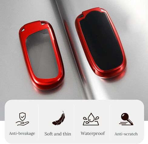 لغطاء Jeep Key Fob، حافظة مفاتيح TPU ناعمة وأنيقة لسيارة Grand Cherokee Renegade Chrysler Durango Challenger Journey Dart Keyless Entry Smart Car (أحمر، B) in Kuwait