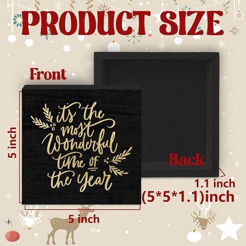 Its The Most Wonderful Time of The Year Wooden Box Sign, Christmas Desk Decor, Black Christmas Decorations, Black and Gold Christmas Wood Box Sign for Office Home Bedroom Wall Shelf Decor in Saudi Arabia