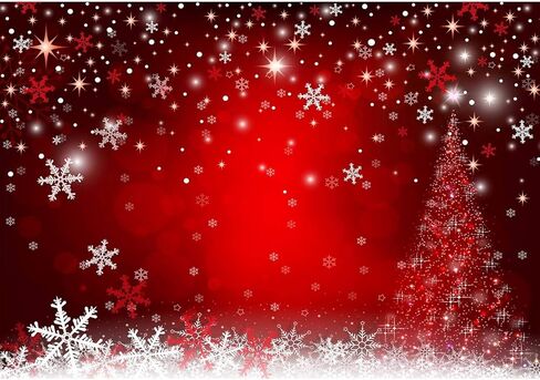 10X8ft Soft Fabric Winter Red and Christmas Tree Backdrop for Photography Snowflake Bokeh Photo Background Banner Studio Props Christmas Party Decorations Supplies in Saudi Arabia