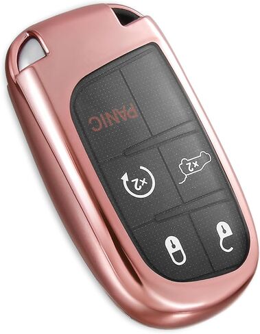 لغطاء Jeep Key Fob، حافظة مفاتيح TPU ناعمة وأنيقة لسيارة Grand Cherokee Renegade Chrysler Durango Challenger Journey Dart Keyless Entry Smart Car (أحمر، B) in Kuwait
