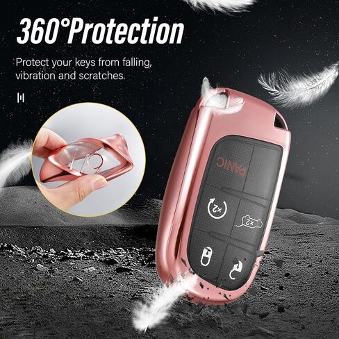 لغطاء Jeep Key Fob، حافظة مفاتيح TPU ناعمة وأنيقة لسيارة Grand Cherokee Renegade Chrysler Durango Challenger Journey Dart Keyless Entry Smart Car (أحمر، B) in Kuwait