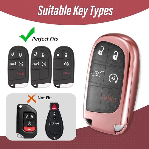 لغطاء Jeep Key Fob، حافظة مفاتيح TPU ناعمة وأنيقة لسيارة Grand Cherokee Renegade Chrysler Durango Challenger Journey Dart Keyless Entry Smart Car (أحمر، B) in Kuwait