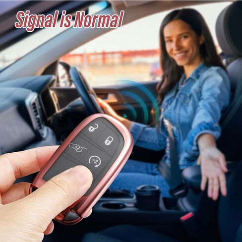 لغطاء Jeep Key Fob، حافظة مفاتيح TPU ناعمة وأنيقة لسيارة Grand Cherokee Renegade Chrysler Durango Challenger Journey Dart Keyless Entry Smart Car (أحمر، B) in Kuwait