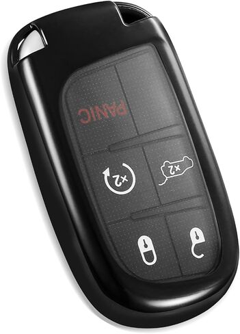 for Jeep Key Fob Cover, Stylish Soft TPU Key Case for Grand Cherokee Renegade Chrysler Durango Challenger Journey Dart Keyless Entry Smart Car (Red, B) in Saudi Arabia