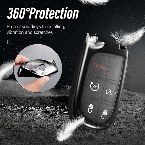 for Jeep Key Fob Cover, Stylish Soft TPU Key Case for Grand Cherokee Renegade Chrysler Durango Challenger Journey Dart Keyless Entry Smart Car (Red, B) in Saudi Arabia