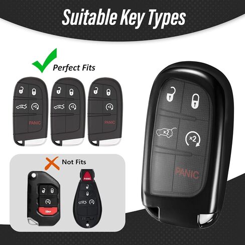 for Jeep Key Fob Cover, Stylish Soft TPU Key Case for Grand Cherokee Renegade Chrysler Durango Challenger Journey Dart Keyless Entry Smart Car (Red, B) in Saudi Arabia