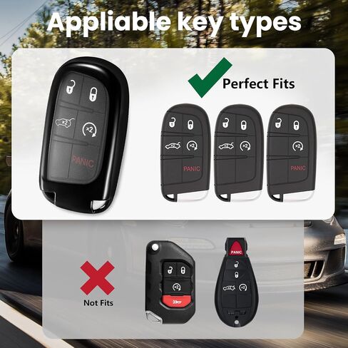 for Jeep Key Fob Cover, Stylish Soft TPU Key Case for Grand Cherokee Renegade Chrysler Durango Challenger Journey Dart Keyless Entry Smart Car (Red, B) in Saudi Arabia