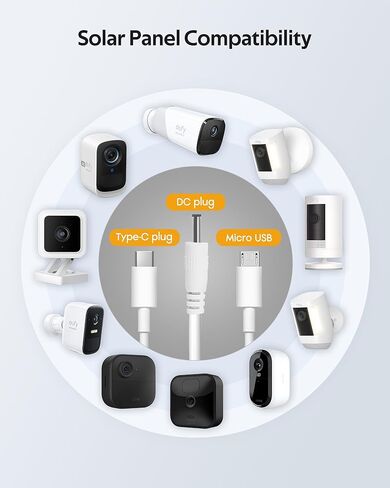 2 حزمة من الألواح الشمسية للكاميرا الحلقية، 7 وات من الألواح الشمسية الصغيرة لبطارية Ring Stick Up Cam، Ring Cam Plus/Pro، شاحن لوحة شمسية مقاوم للماء IP65 من النوع C ومنفذ DC in Saudi Arabia