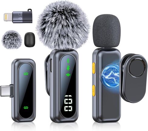 Wireless Lavalier Microphone for iPhone iPad, Utsund 2pcs Mini Microphone Plug-Play for Video Recording, Clip on Lapel Mics for Interview, Podcast, Tiktok, Vlog, YouTube in Saudi Arabia