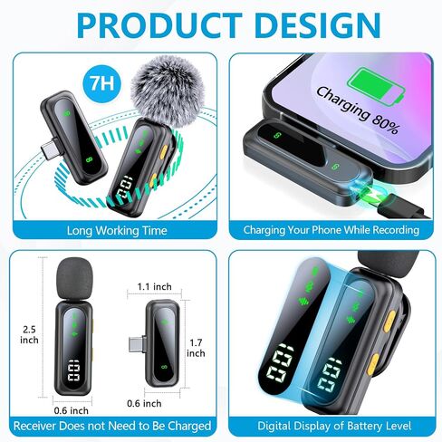 Wireless Lavalier Microphone for iPhone iPad, Utsund 2pcs Mini Microphone Plug-Play for Video Recording, Clip on Lapel Mics for Interview, Podcast, Tiktok, Vlog, YouTube in Saudi Arabia