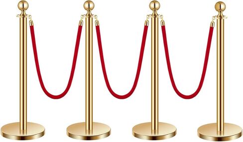 VEVOR Stanchion Post مع الحبال المخملية، 6 عبوات من دعامة التحكم في الحشود مع 3 قطع من الحبال المخملية الحمراء بطول 5 أقدام، مقسم خط حاجز طابور الفولاذ المقاوم للصدأ مع قمة الكرة للأحداث والمتاحف والحفلات in Saudi Arabia