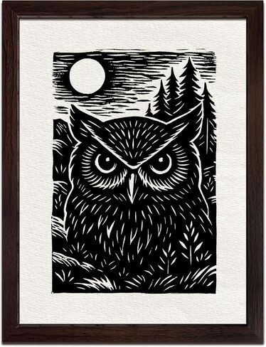 Caelumis Vintage Wall Art Decor Prints Black And White Pictures Posters For Farmhouse Living Bedroom Bathroom Room kitchen Handmade Unframed (Owl 12x16in) in Saudi Arabia