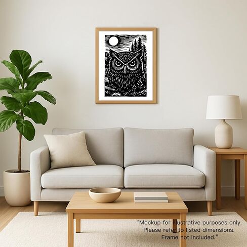 Caelumis Vintage Wall Art Decor Prints Black And White Pictures Posters For Farmhouse Living Bedroom Bathroom Room kitchen Handmade Unframed (Owl 12x16in) in Saudi Arabia