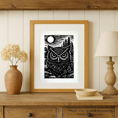 Caelumis Vintage Wall Art Decor Prints Black And White Pictures Posters For Farmhouse Living Bedroom Bathroom Room kitchen Handmade Unframed (Owl 12x16in) in Saudi Arabia