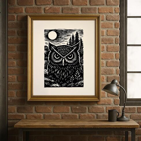 Caelumis Vintage Wall Art Decor Prints Black And White Pictures Posters For Farmhouse Living Bedroom Bathroom Room kitchen Handmade Unframed (Owl 12x16in) in Saudi Arabia