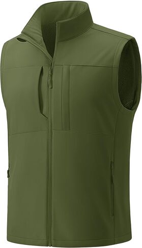 TACVASEN Men's Windproof Lightweight Vest Waterproof with Pockets Softshell Sleeveless Fleece Jacket for Hiking Golf in Saudi Arabia
