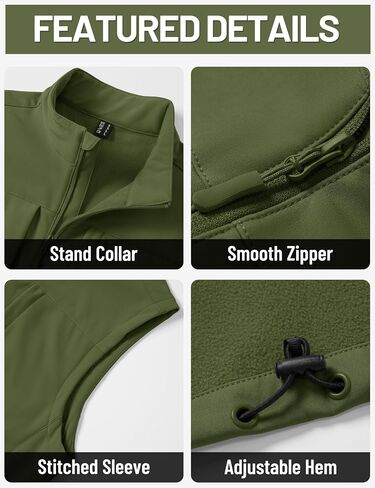 TACVASEN Men's Windproof Lightweight Vest Waterproof with Pockets Softshell Sleeveless Fleece Jacket for Hiking Golf in Saudi Arabia