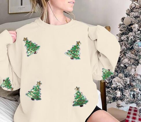 سويت شيرت MYHALF Christmas للنساء برقبة دائرية وترتر شجرة عيد الميلاد Xma بأكمام طويلة وقمصان بلوفر للعطلات in Saudi Arabia