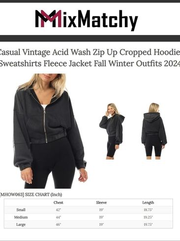 MixMatchy Women's Solid Casual Basic Long Sleeve French Terry Zip Up Crop Hoodie Jacket in Kuwait