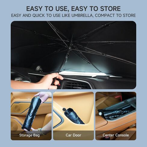 Windshield Sun Shade Umbrella for car, Foldable Umbrella Sunshade [Silver Heat Shield - UV Reflective] for Front Window with Storage Pouch, for Car Truck SUV Sedan (55" L x 31" W) in Saudi Arabia