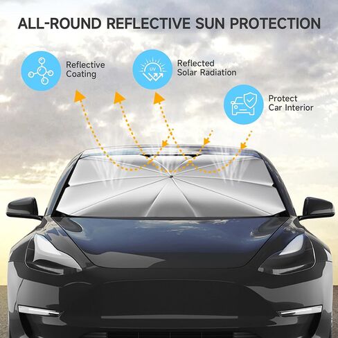 Windshield Sun Shade Umbrella for car, Foldable Umbrella Sunshade [Silver Heat Shield - UV Reflective] for Front Window with Storage Pouch, for Car Truck SUV Sedan (55" L x 31" W) in Saudi Arabia