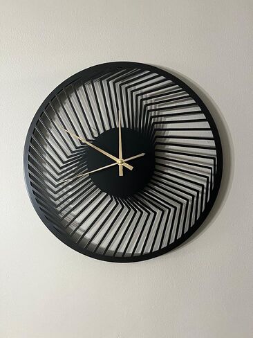 Modern Metal Wall Clock - Silent Non-Ticking Decorative Clock for Living Room, Bedroom, Office, Kitchen - Stylish Home Decor Art (Black Abstract Style) in Saudi Arabia
