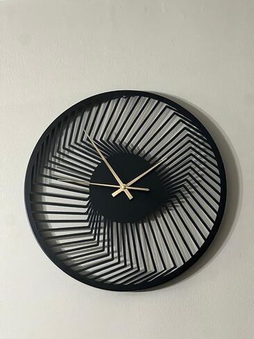 Modern Metal Wall Clock - Silent Non-Ticking Decorative Clock for Living Room, Bedroom, Office, Kitchen - Stylish Home Decor Art (Black Abstract Style) in Saudi Arabia