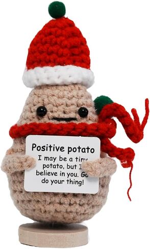 Handmade Mini Positive Crochet Animals,Cute Emotional Support Bee with Wooden Base,Funny Stuff Knitted Doll Stitch Gifts Under 10 Dollars for Women Friend Teen Girl Graduation Birthday Decoration in Saudi Arabia