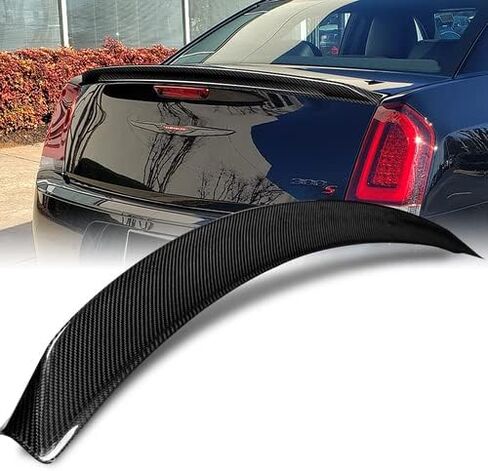 Black Real Carbon Fiber OE-Style Rear Trunk Lid Spoiler Wing Compatible with 2011-2022 Chrysler 300 300C 300S, 2012 2013 2014 2015 2016 2017 2018 2019 2020 2021 in Saudi Arabia
