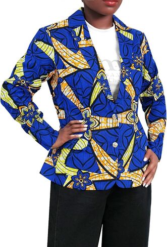 معطف أفريقي للنساء Dashiki Blazer Kente طباعة سترة ملابس أنقرة ملابس محززة طية صدر السترة قميص رسمي in Kuwait