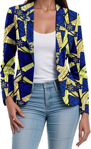 معطف أفريقي للنساء Dashiki Blazer Kente طباعة سترة ملابس أنقرة ملابس محززة طية صدر السترة قميص رسمي in Kuwait