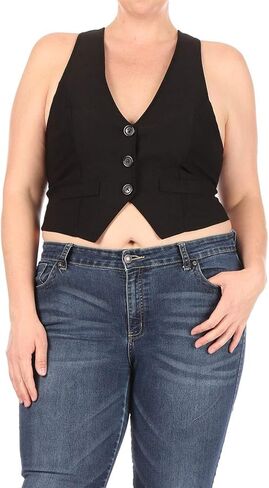 FashionStream Women's Plus Size Dressy Casual Versatile Racerback Vest Tuxedo Suit Waistcoat in Saudi Arabia