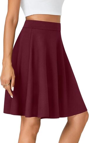 Vrtige Women's Casual Elastic High Waist A-Line Flared Knee Length Skirt in Saudi Arabia