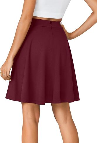 Vrtige Women's Casual Elastic High Waist A-Line Flared Knee Length Skirt in Saudi Arabia
