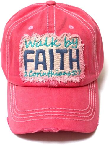 قبعة بيسبول متعثرة Walk by Faith 2 Corinthians 5:7 قبعة مطرزة قابلة للتعديل in Saudi Arabia