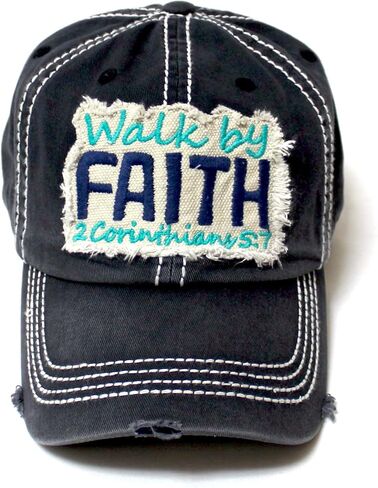 قبعة بيسبول متعثرة Walk by Faith 2 Corinthians 5:7 قبعة مطرزة قابلة للتعديل in Saudi Arabia