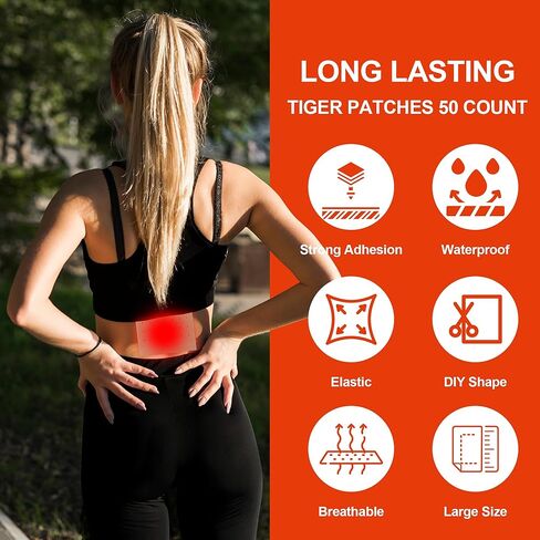 50pcs Tiger Patches, Tiger Plaster, Capsaicin Patches for Knee, Back, Neck, Muscle, Shoulders, Body Herbal Plaster in Kuwait