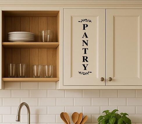 Pantry Room Decal, Kitchen Pantry Sticker, Food Pantry Door Vinyl Decal, Kitchen Pantry Door Sign, Farmhouse Kitchen Decor (27.5 x 6.6 in, Black) in Saudi Arabia